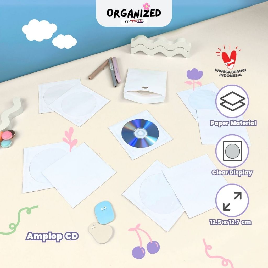 

Tempat CD / Tempat kaset / amplop CD kertas tempat penyimpanan CD Topla isi 10 pcs