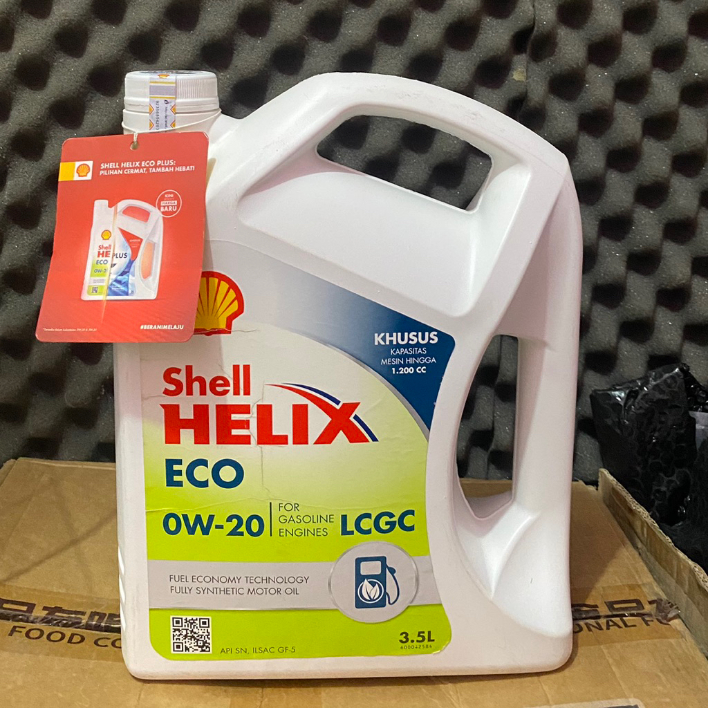 Oli Shell Helix ECO 0W-20 LCGC (3,5L) barcode tembus Oli mesin mobil lcgc