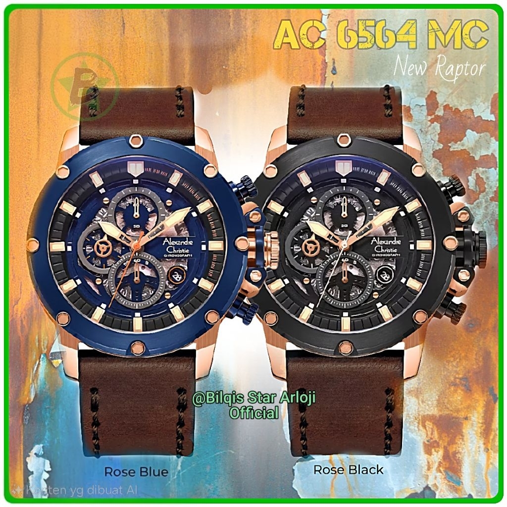 Alexandre Christie Pria Ac 6564 Mc Raptor Case Rose Gold Tali Kulit Coklat Original