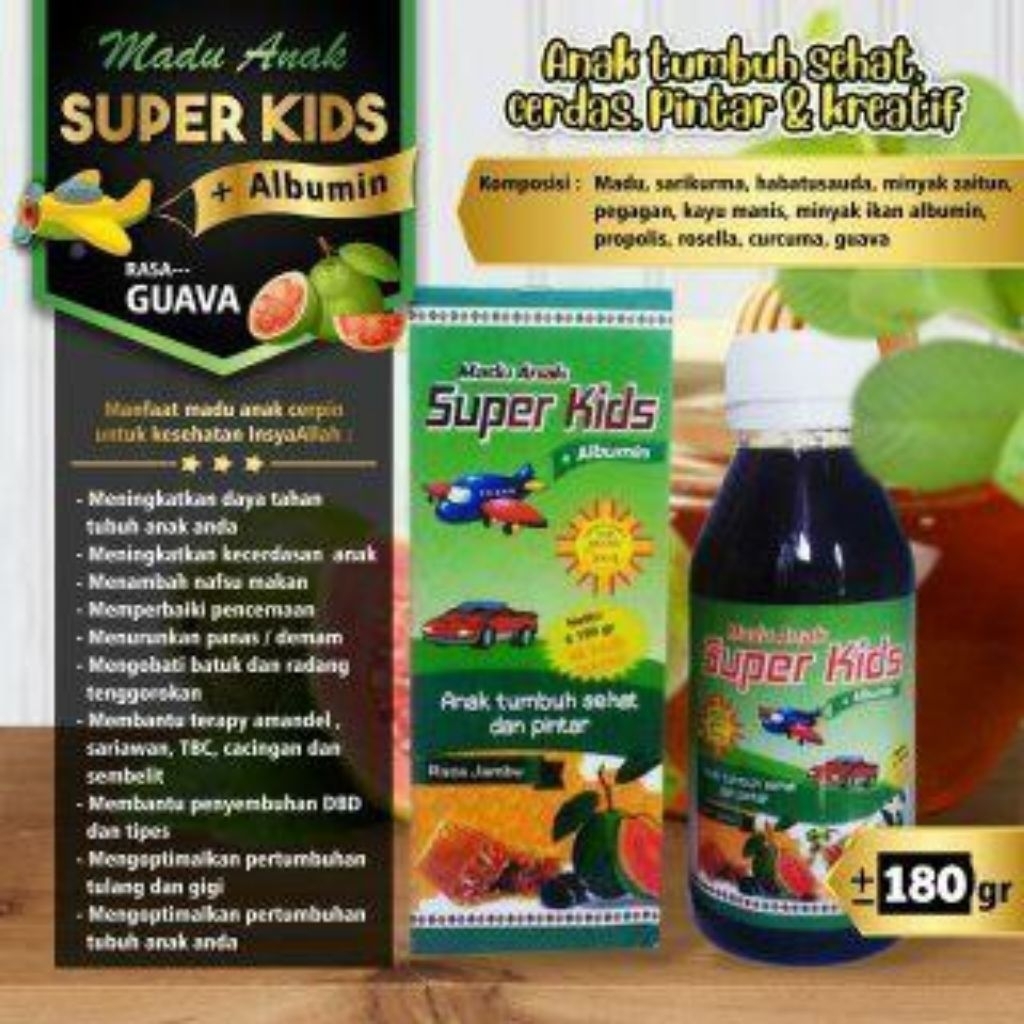 

MADU ANAK NAFSU MAKAN, Madu Superkids rasa guava (Jambu biji) isi 180 gram