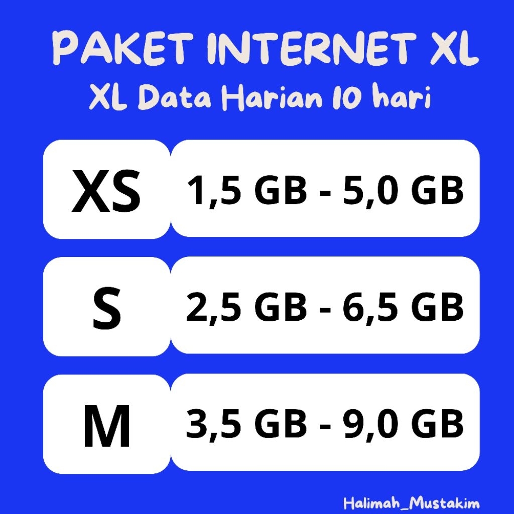 XL Data Harian 10 hari, 7 hari, 5 hari, dan 3 hari | XL Data Pure | XL kuota murah