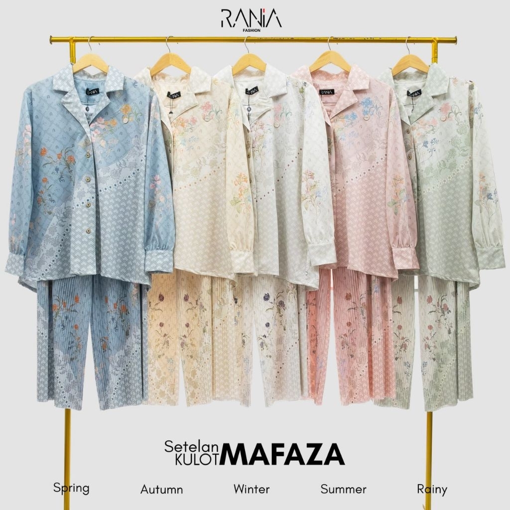 One Set Setelan Celana Panjang Kulot Plisket Premium Motif Mafaza