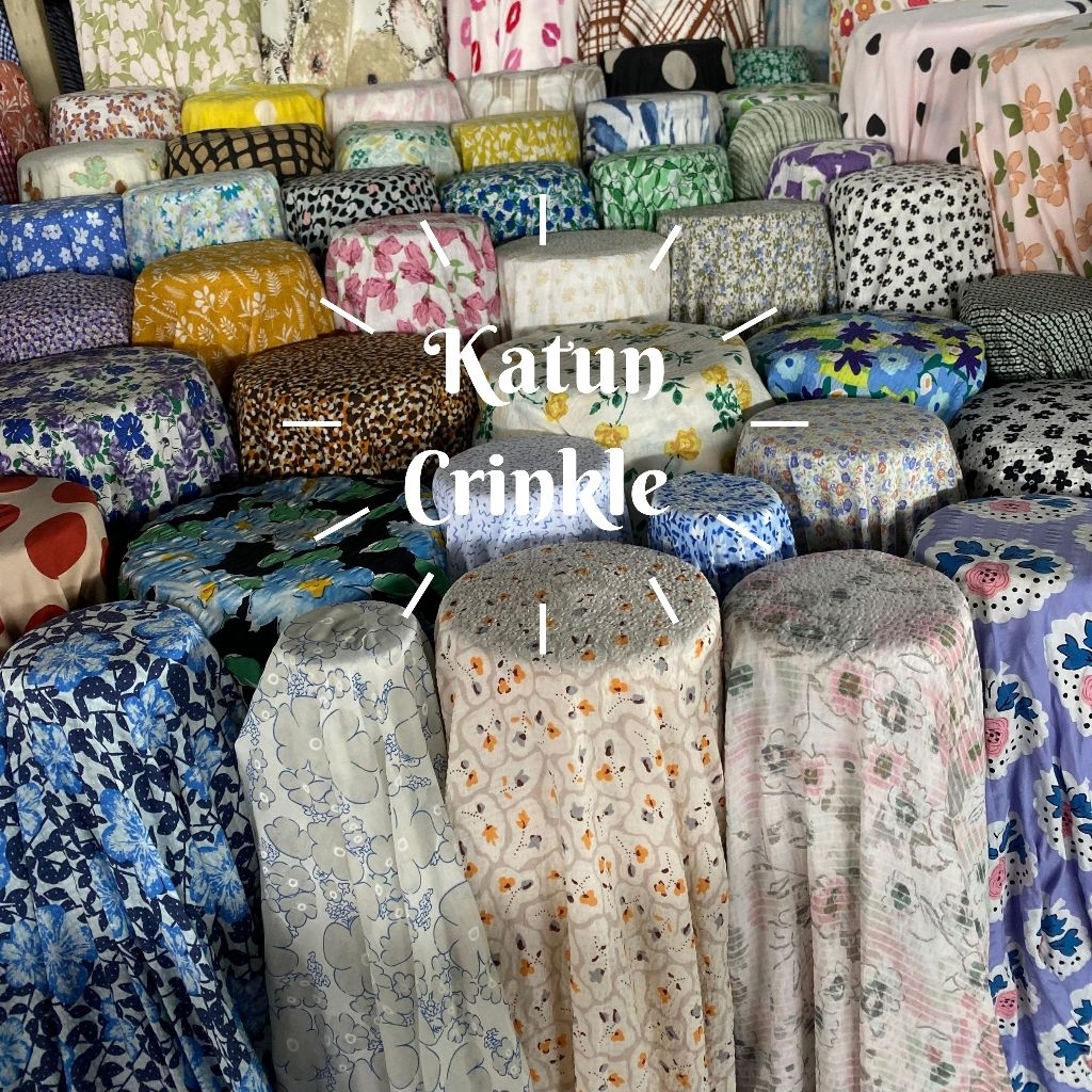 kain katun crinkle|katun crinkle motif|katun crinkle garment|kain meteran harga per 0,5 meter