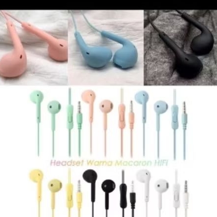 HEADSET MACARON U19 warna hitam/ headset biasa/ headset tali/ headset murah/ earphone tali