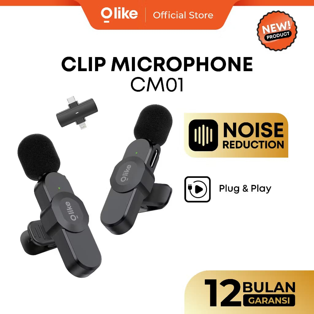 Mic Bluetooth OLIKE CM01 | Mikrofon Wireless Clip-On untuk Konten & Live