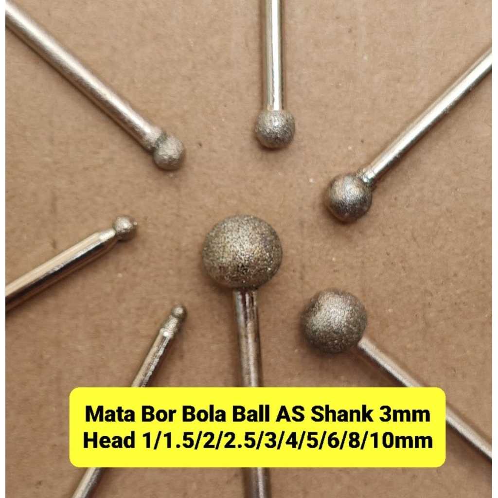 Set 4pcs Mata Bor ball bola bulat  As 3mm grafir tuner ukir gerinda pahat ampelas batu granit kerami