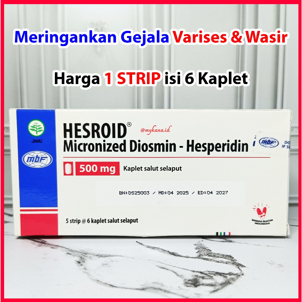 HESROID 1 Strip 6 Kaplet MICRONIZED Diosmin Hesperidin Mahakam - Wasir Ambeien Varies