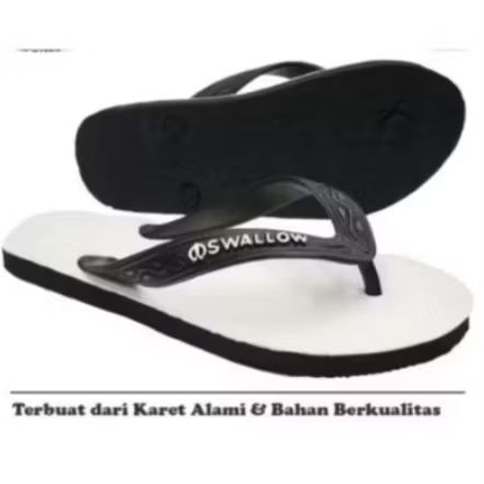 Sandal jepit Swallow (hitam putih)