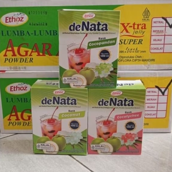

1 Box Ethoz deNata isi 12pcs/Sachet 15gr 1000ml Coconut Cocopandan Cocolychee CocoPineApple Jeli Bubuk Rasa Kelapa Murah