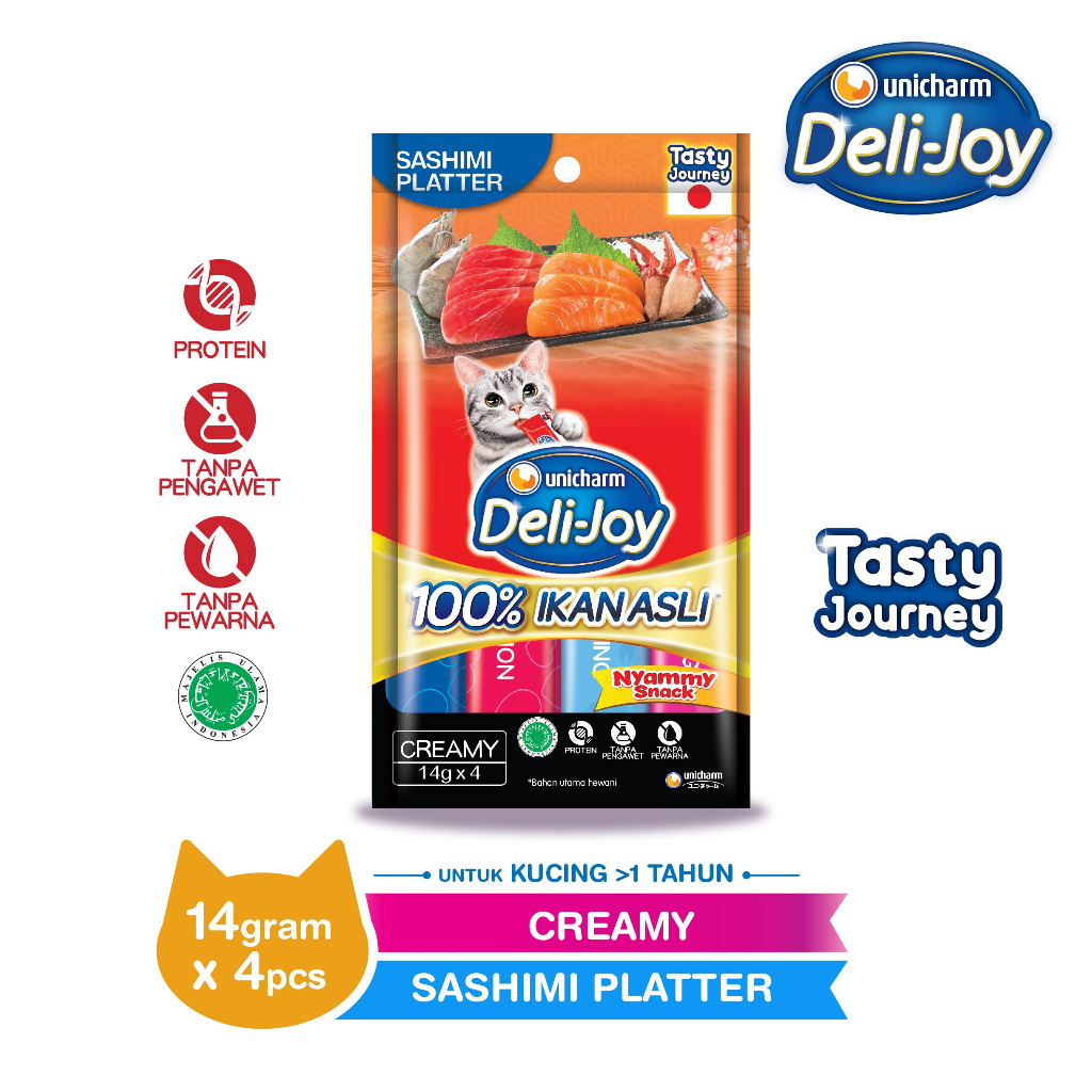 Unicharm Deli-Joy Jelly Sup Ikan Kakap Snack Kucing 14gr x 4pcs | Nyammy Snack Cat Treats Rasa Kakap