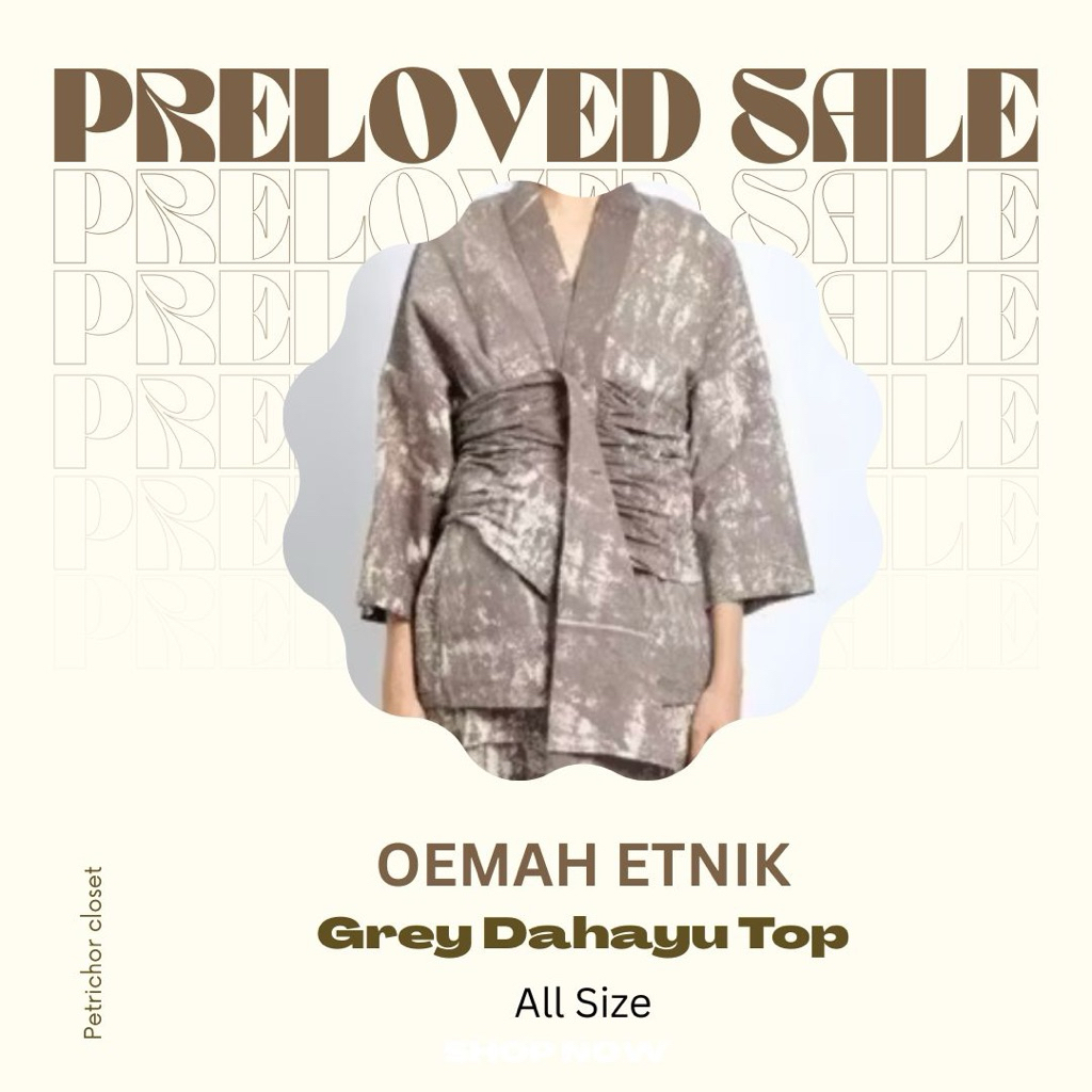 Preloved Oemah Etnik Grey Dahayu Top - ALL SIZE
