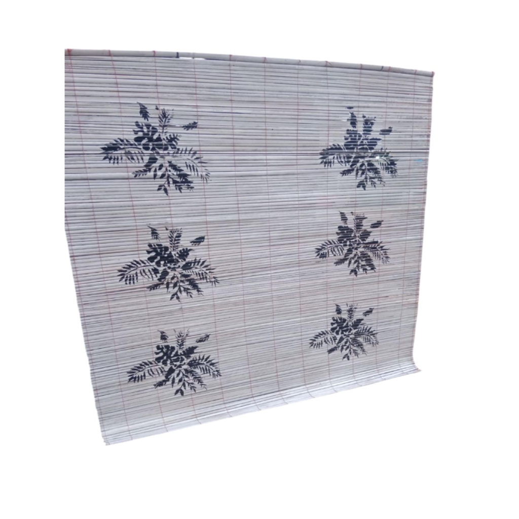 krey tirai bambu gulung motif lukis bunga 2,5x2..