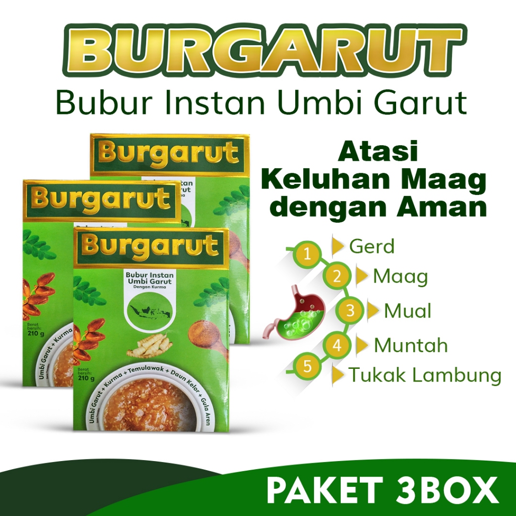 

BURGARUT Bubur Instan Umbi Garut Herbal Maag gerd asam lambung naik PAKET 3 BOX