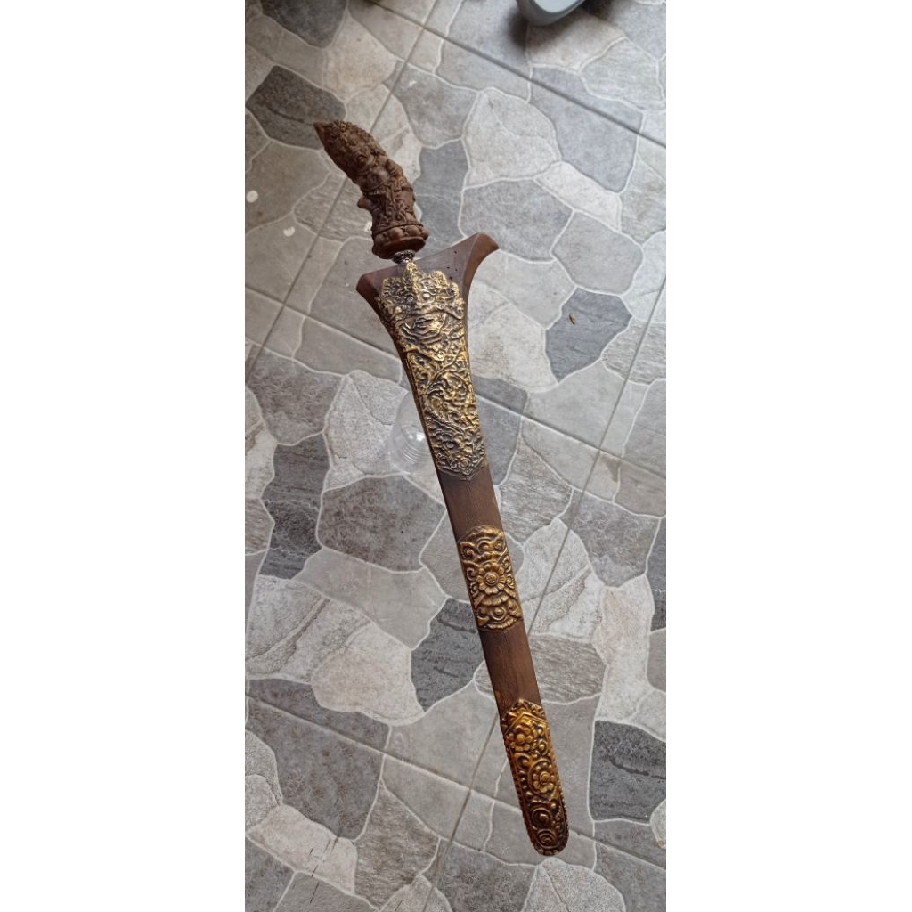 keris Bali pamor kulit semangka panjang bilah 40cm