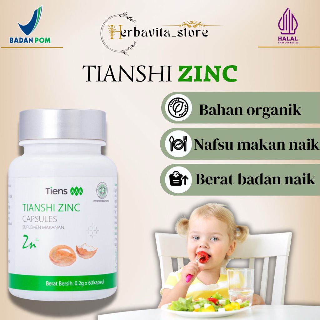 Tianshi Zinc Capsules Vitamin Penambah Nafsu Makan Anak - Vitamin Penambah Berat Badan | Vitamin Pen