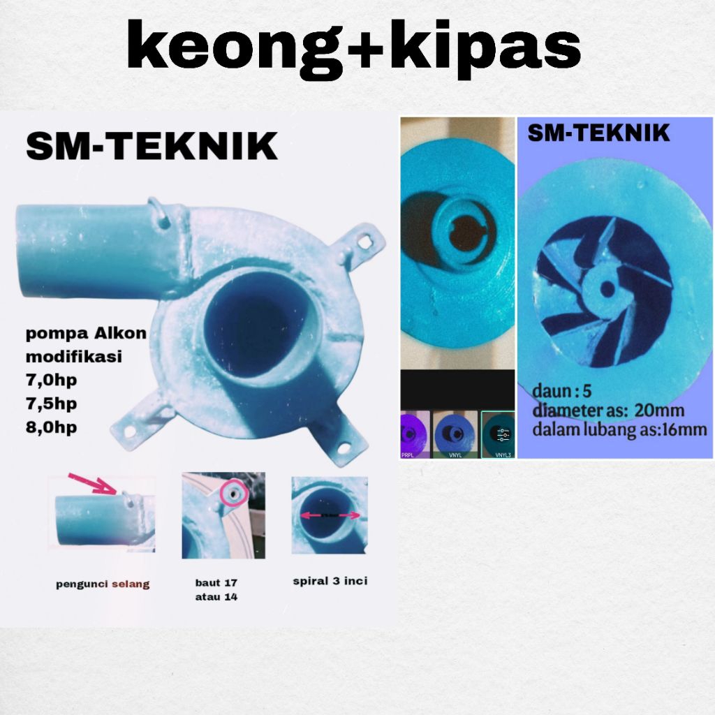 pompa air keong modif 3in  dan kipas daun5