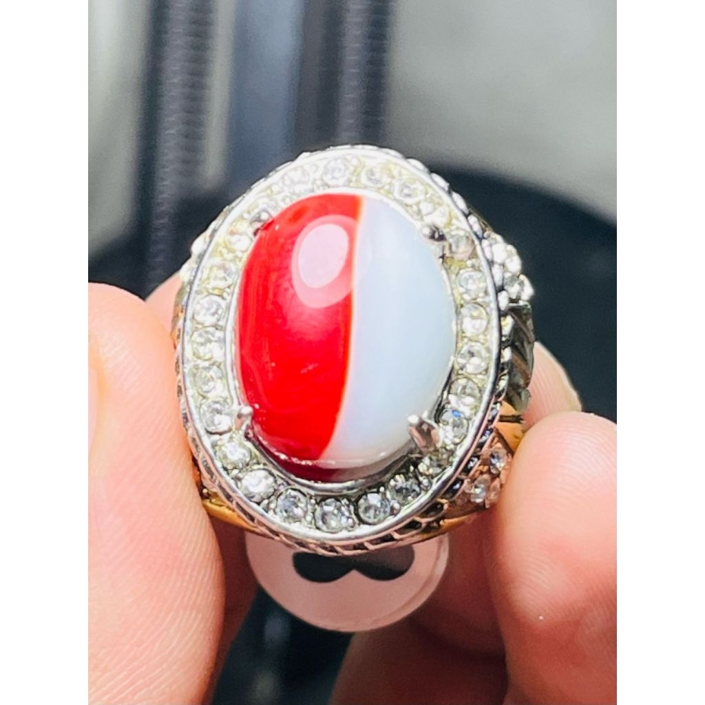 Cincin akik merah putih cincin akik model oval