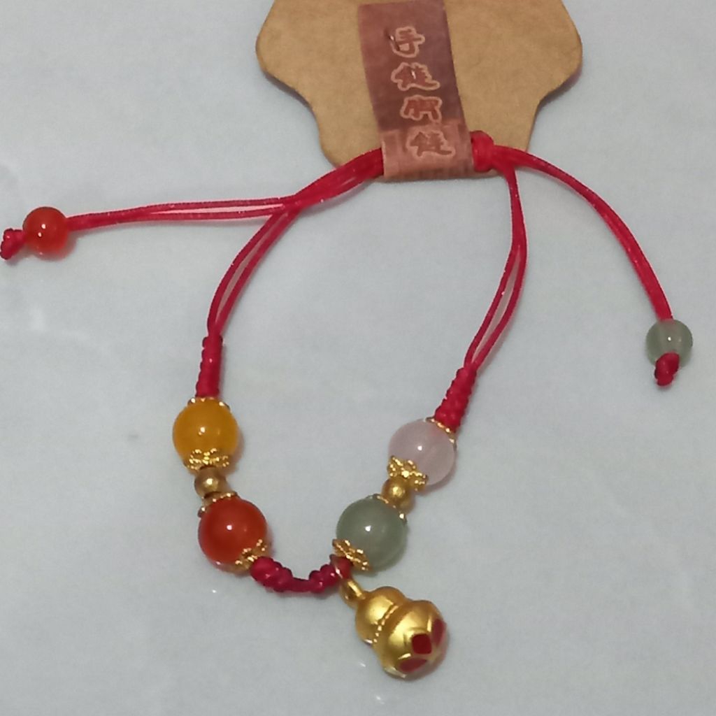 gelang tali merah labu emas