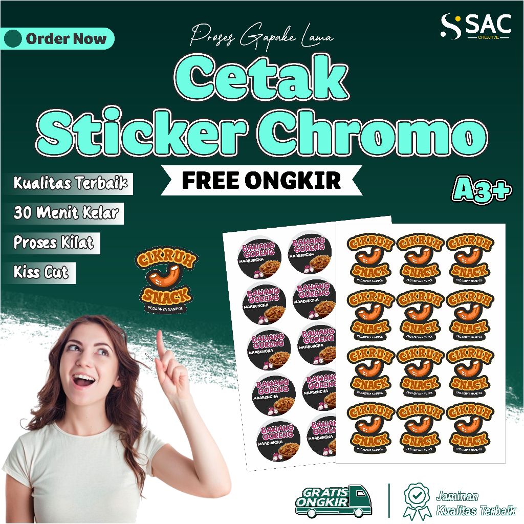 

Cetak Stiker Chromo Label Murah A3+ / Stiker Label Kemasan / Stiker Label Makanan + Cutting A3+