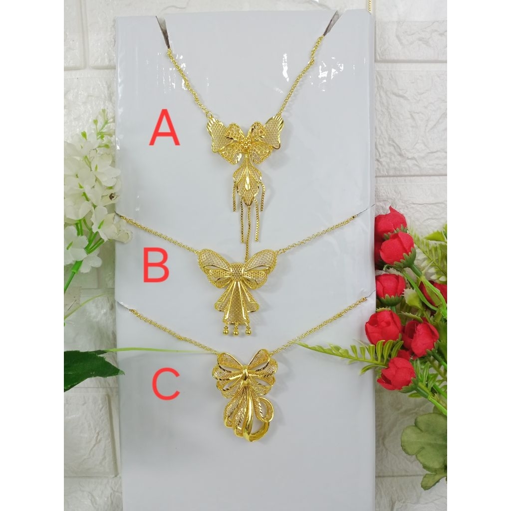 kalung pita kupu kupu tipis ringan mirip emas asli