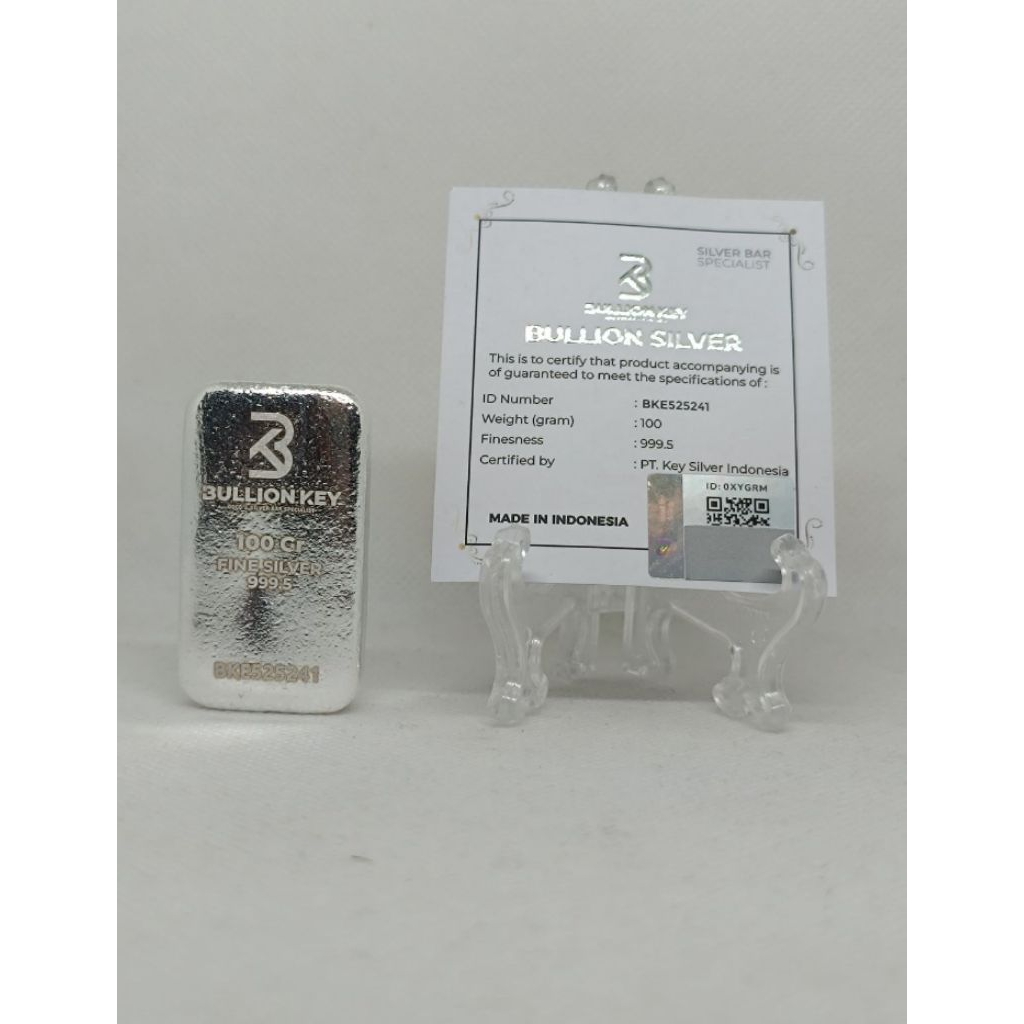 Bullion Key Silver Perak Murni 999.5% Batangan 50g 100g 250 g  500 gr Sertifikat Resmi & Buyback
