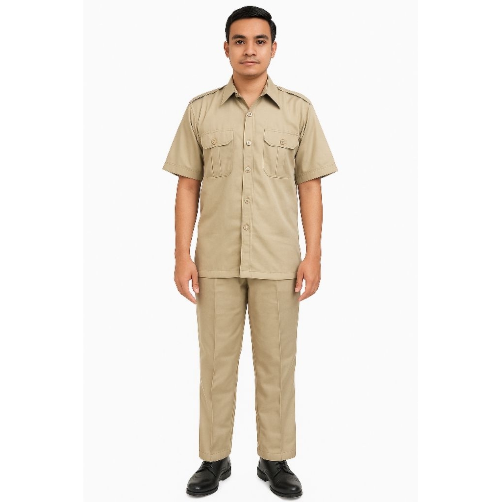 Seragam PDH Pemda DKI Jakarta Pria Lengan Pendek Setelan Celana Ukuran S - M - L - XL - XXL - 3L - 4
