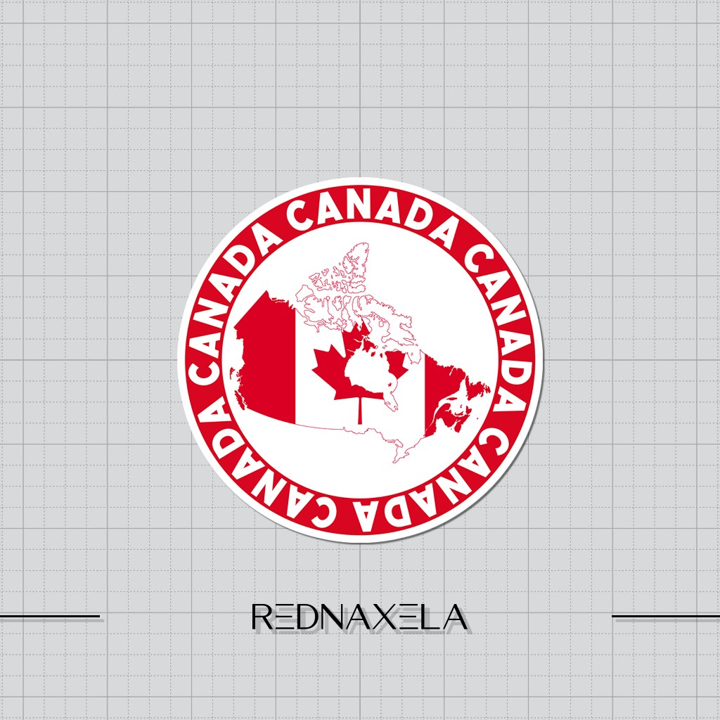 

Stiker Vinyl Canada Round With Flag Map Stiker Koper Outdoor Travel Sticker