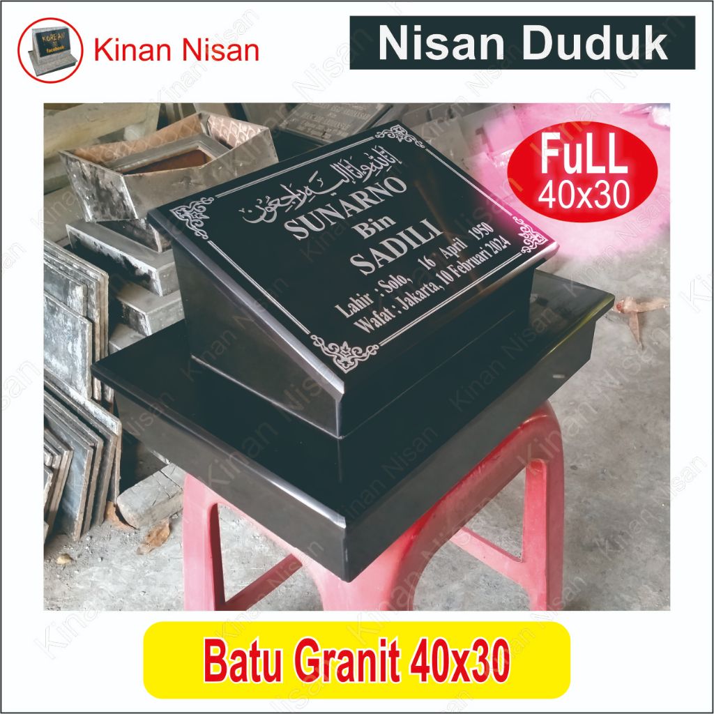 Batu Nisan Komplit Dudukan | Kepala Batu Nisan 30x40 | keramik Granit Marmer 6 Pilihan Desain