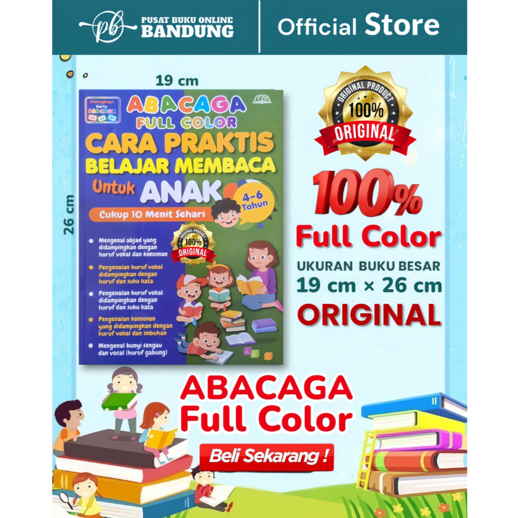 BUKU WAJIB ANAK TK CARA PRAKTIS BELAJAR BACA UNTUK ANAK FULL COLOR ABACAGA