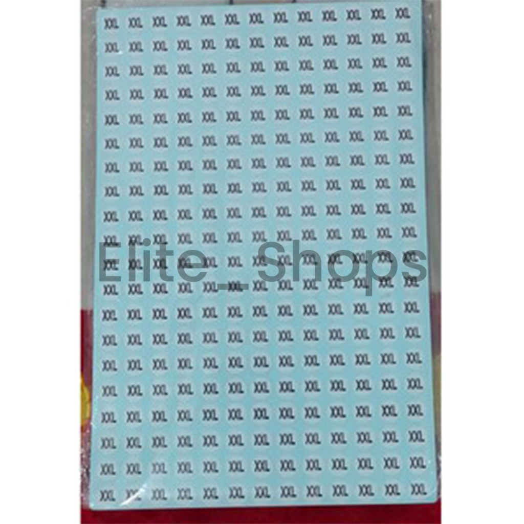 

Label Size Stiker 100Lembar isi 26000 pcs Ukuran Baju, Sepatu Size Stiker huruf XS S M L XL XXL XXXL