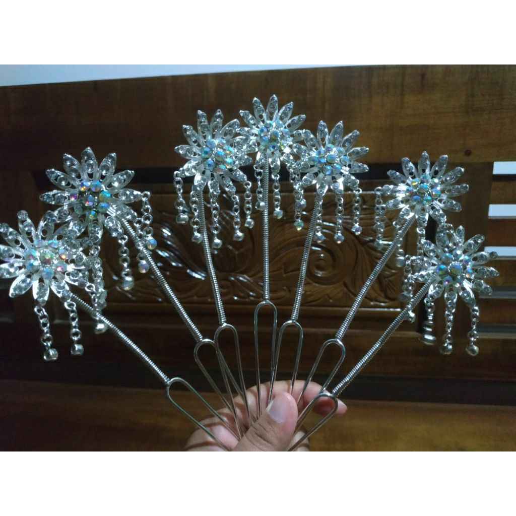 7pcs mentul bunga silver l cunduk mentul trap l kembang goyang murah