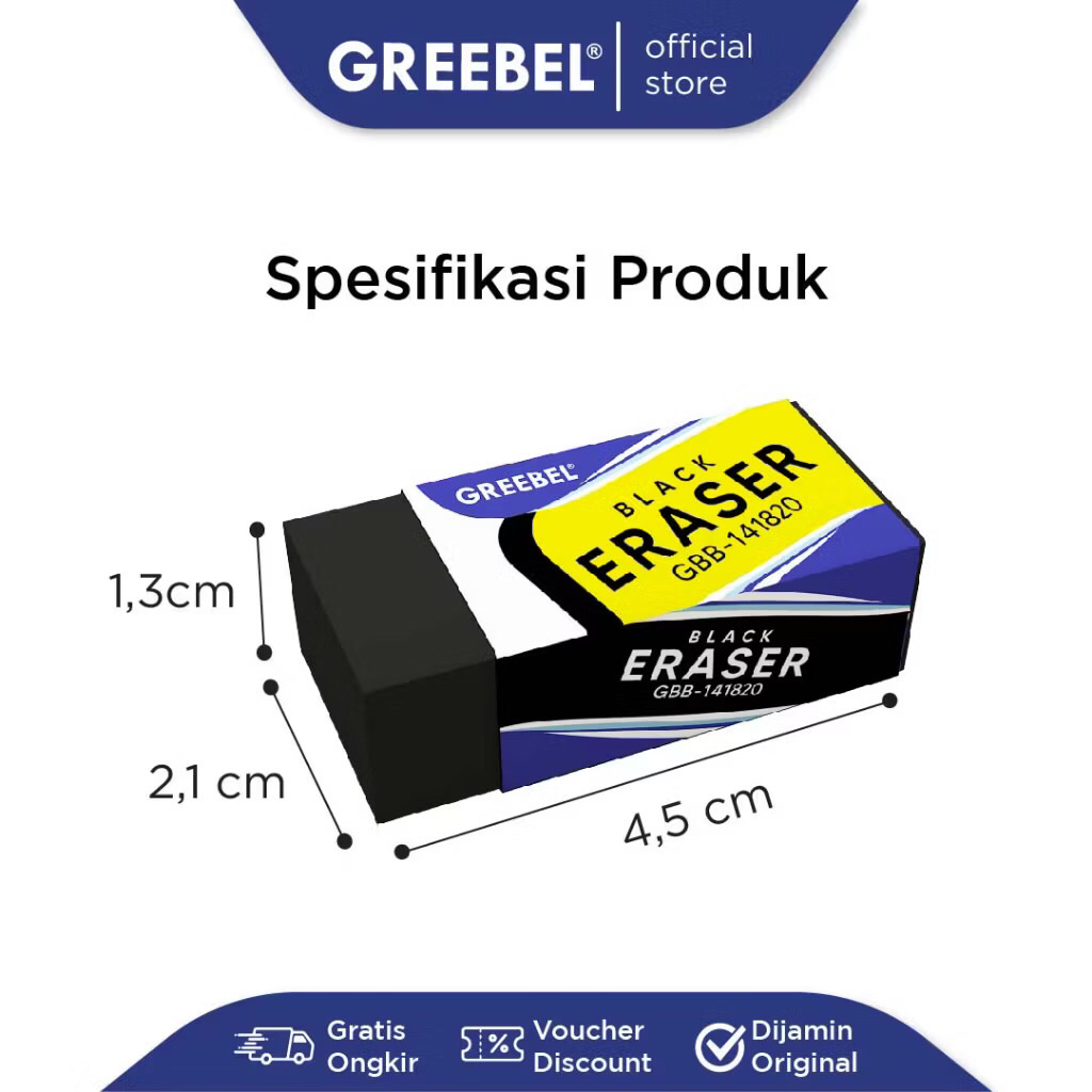 

GREEBEL Eraser Stip Hapusan GBB- 141820L (PCS) Penghapus Pensil