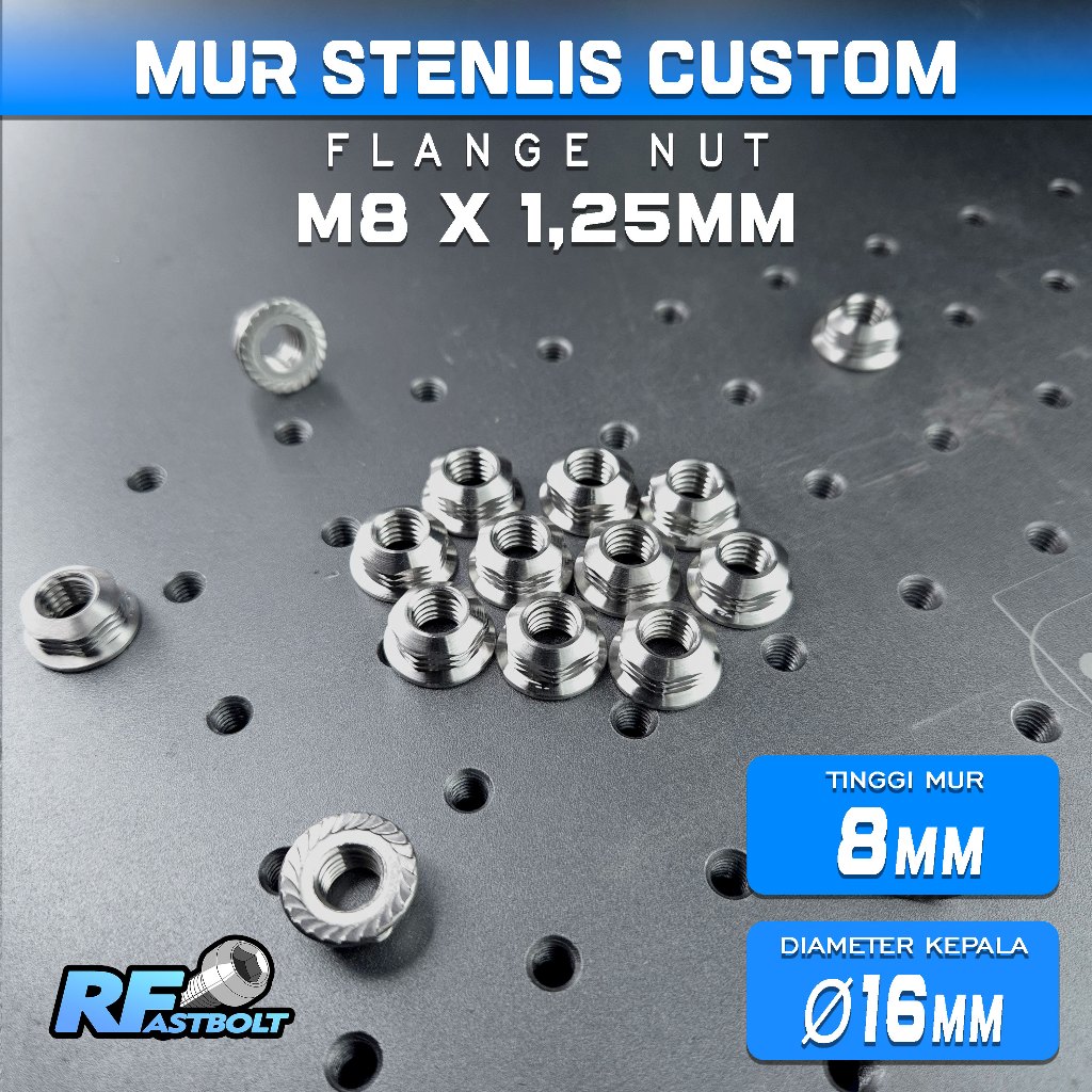MUR FLANGE STENLIS CUSTOM M8 Stainless Steel 304 anti karat