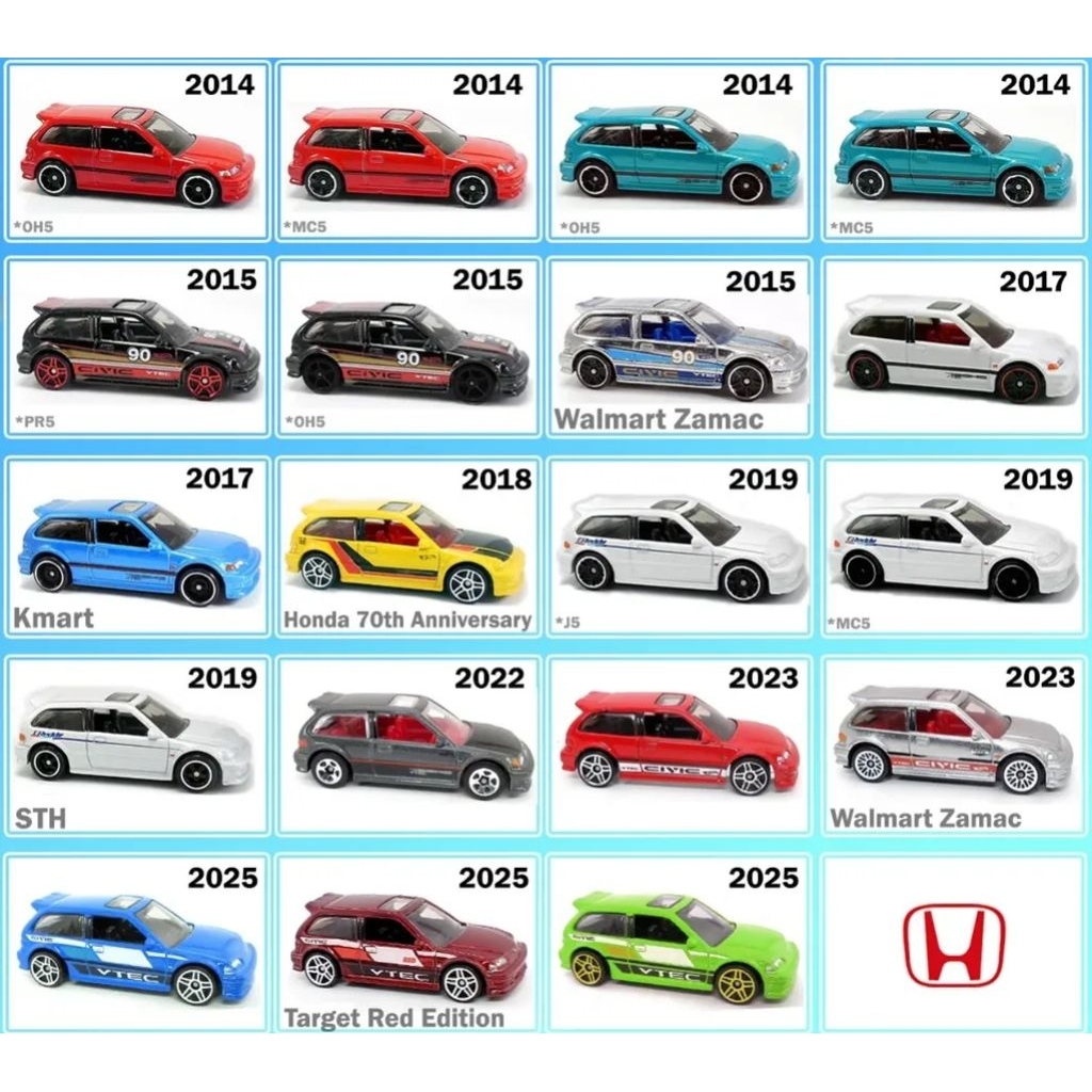 Hot Wheels 1990 HONDA CIVIC EF