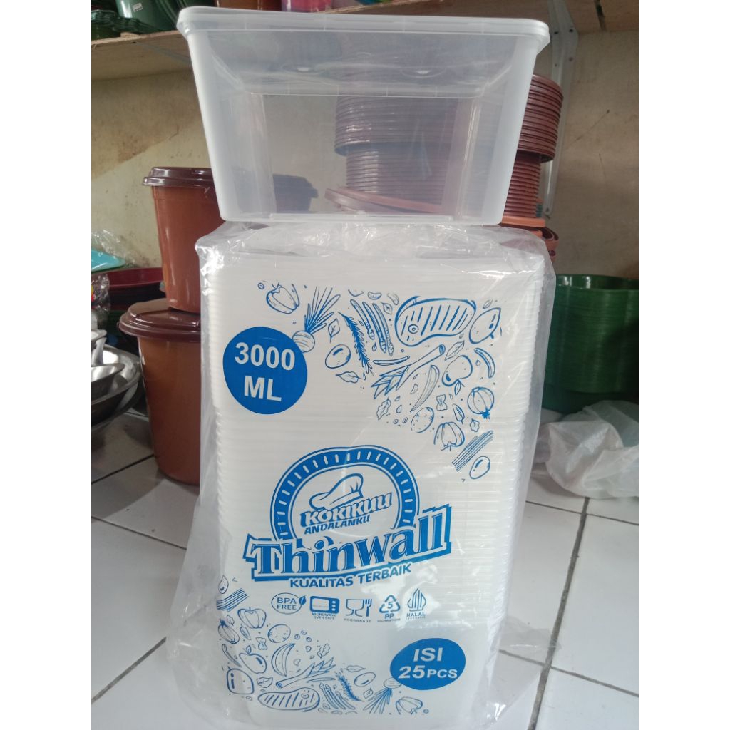 Thinwall 3000 ml /food container /KOTAK MAKAN BENING THINWALL 3000 ML thinwall murah