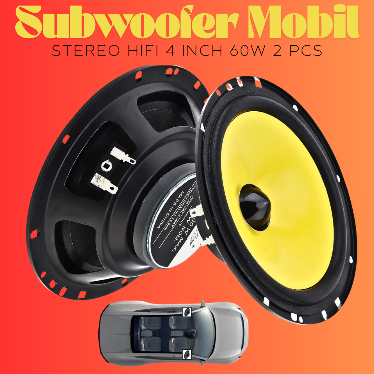 KALLA LaBo 2 PCS Speaker Pintu Mobil Full Bass Audio Subwoofer Stereo HiFi 4 Inch 60W LB-PS1401D