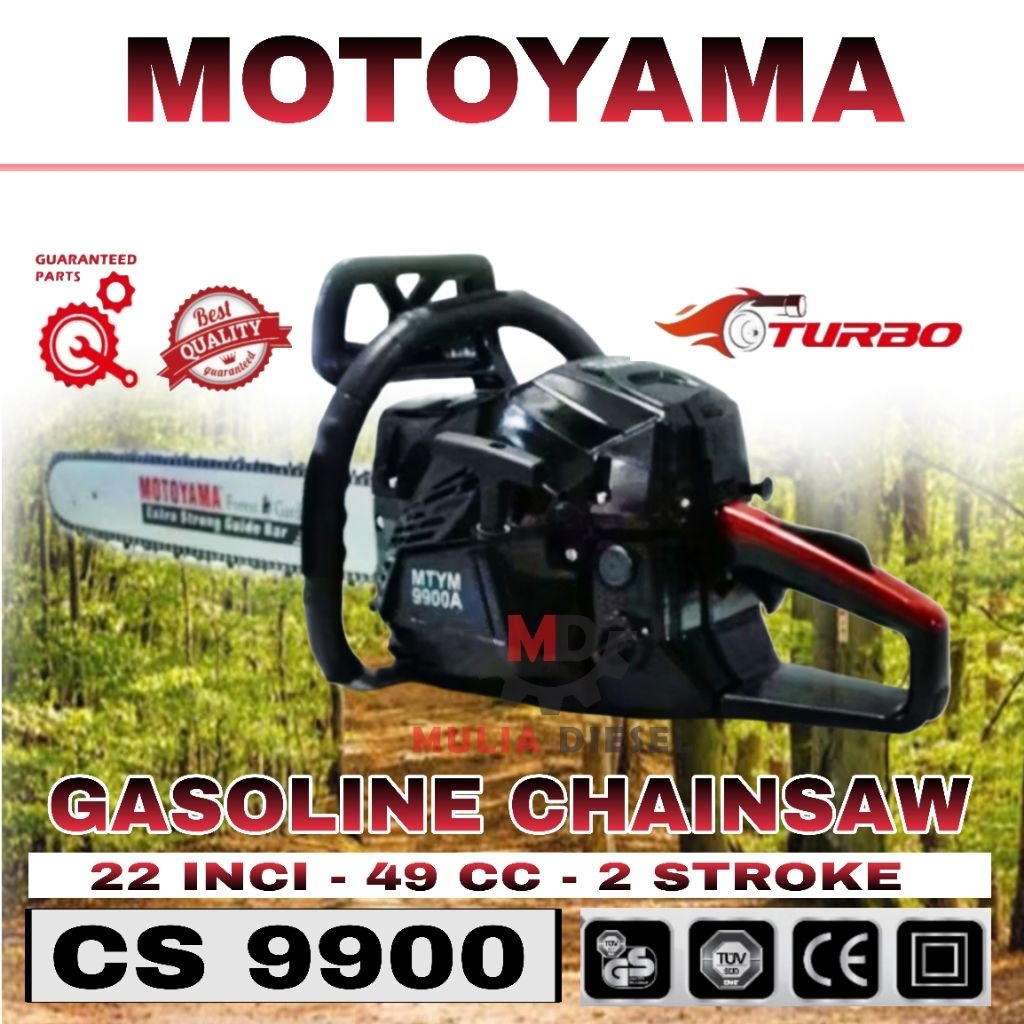 Motoyama Chainsaw Kayu Potong 9900 22 inci Baja Laser Sinso