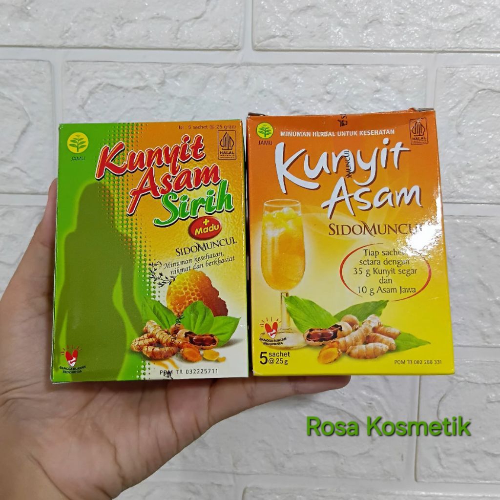 

Kunyit Asam Sidomuncul - 1box isi 5 sachet | Kunyit Asam Sirih Sidomuncul
