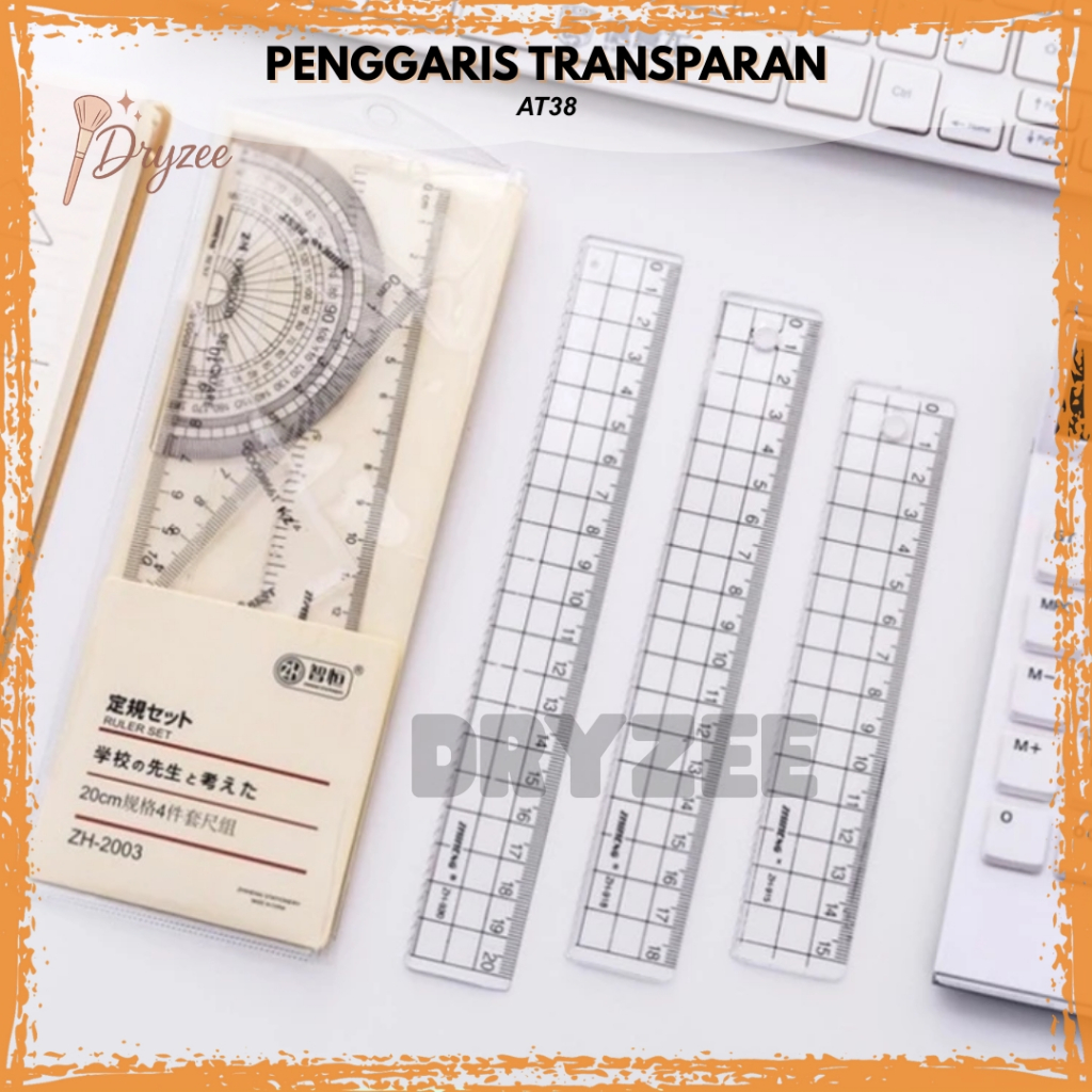 

Penggaris Busur Derajat Grid Ruller Transparan Set AT38