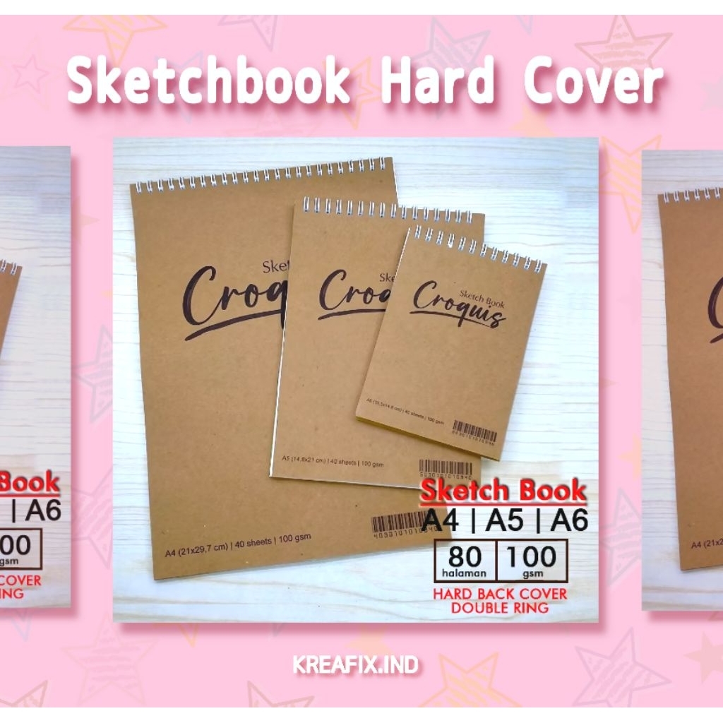 

[KI] Sketchbook Hard Cover Croquis A4/A5/A6-Buku Gambar Sketsa halus 100 gsm