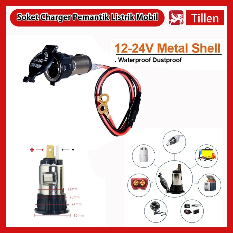 Soket Charger Pemantik Listrik Mobil Universal 12-24V Soket Pemantik Pengisi Daya Pemantik Rokok Mob