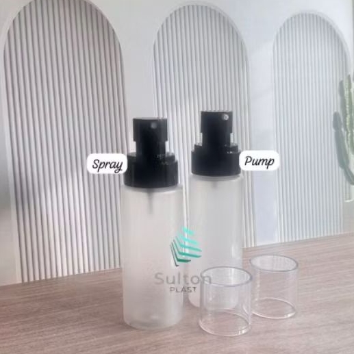100ML BOTOL PLASTIK FROSTED PUMP/SPRAY HITAM