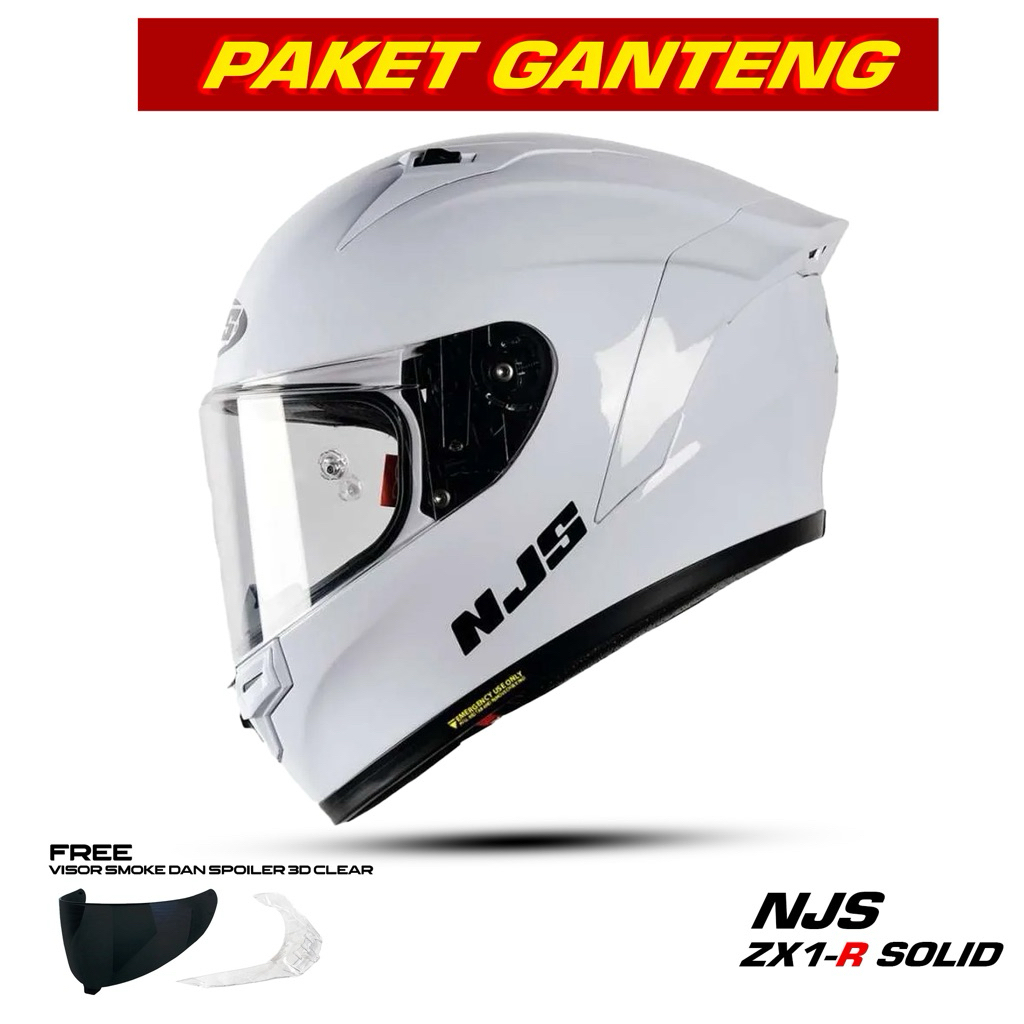 Helm NJS ZX-1R SOLID WHITE GLOSSY| HELM NJS ZX-1R TERBARU ORIGINAL SNI TERMURAH|HELM NJS ZX-1R SOLID