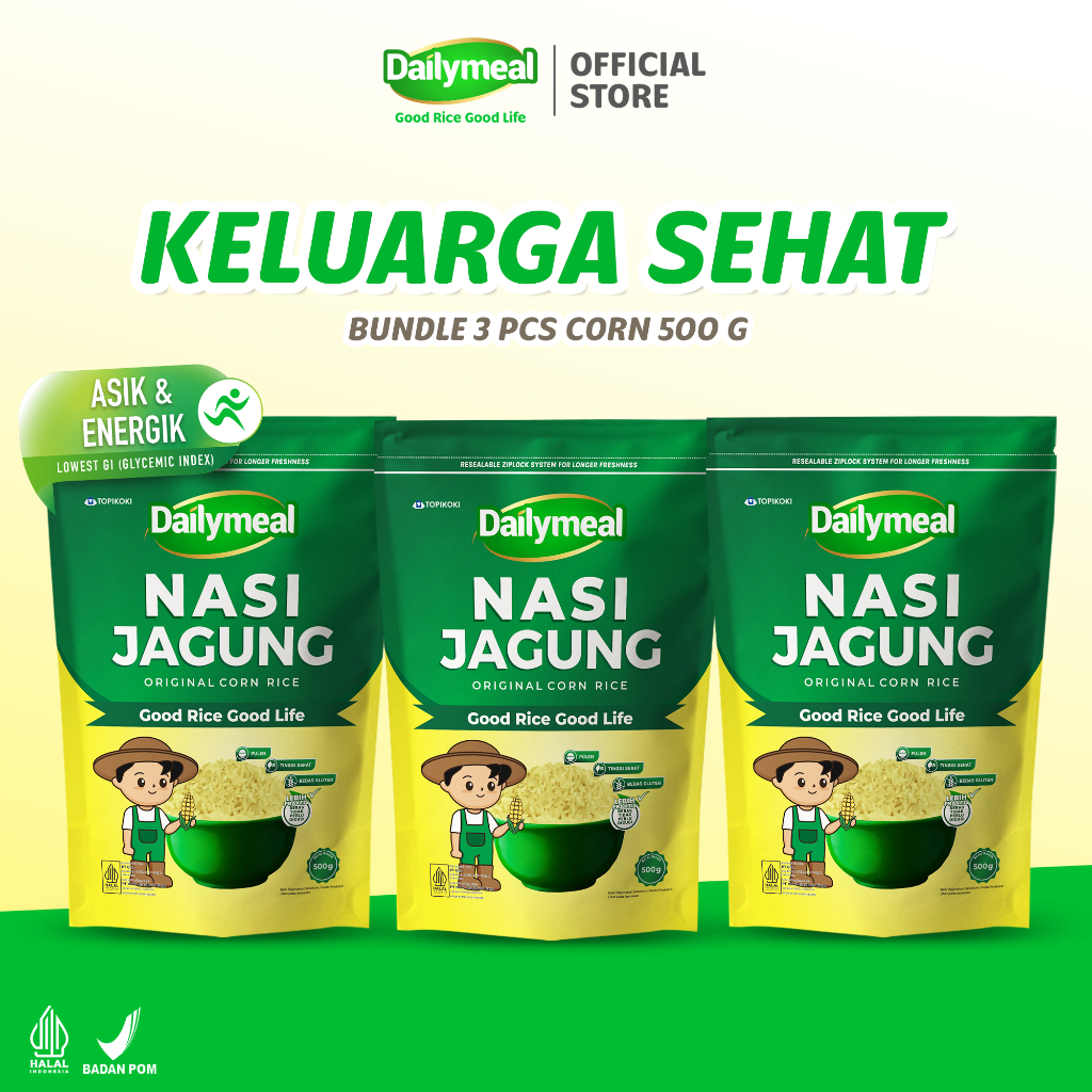 

[Keluarga Sehat] Dailymeal - Corn Rice / Nasi Jagung 500g (3pcs) - Solusi Hemat untuk Nutrisi Keluarga Anda