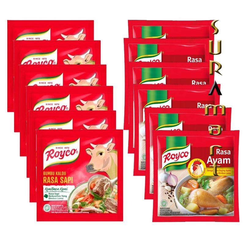 

(12 sachet x 1 renteng) ROYCO Bumbu Penyedap Rasa Instant Dengan Rasa Kaldu Daging Sapi atau Ayam