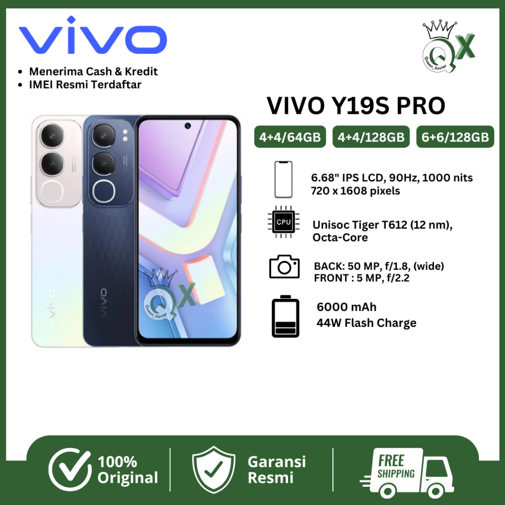 VIVO Y19S PRO RAM 4+4/64 4+4/128GB 6+6/128GB GARANSI RESMI 12 BULAN