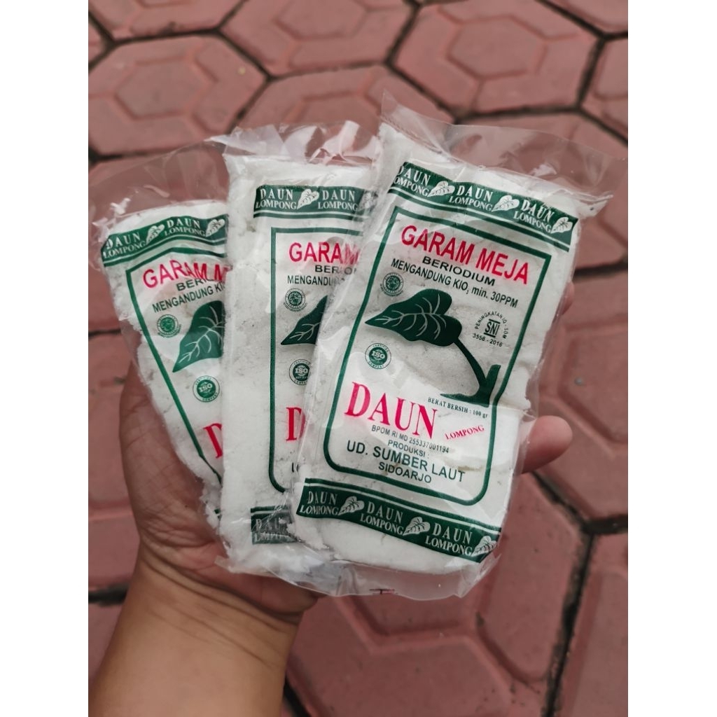 

Garam Dapur merk DAUN lompong berat 100 gram