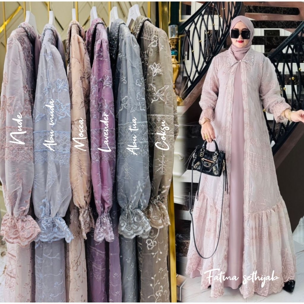 Zifa Fashion || Cod || Fatma Dress By Asopuroh || Gamis Set Free Pashmina Terbaru || Gamis Set Cruty