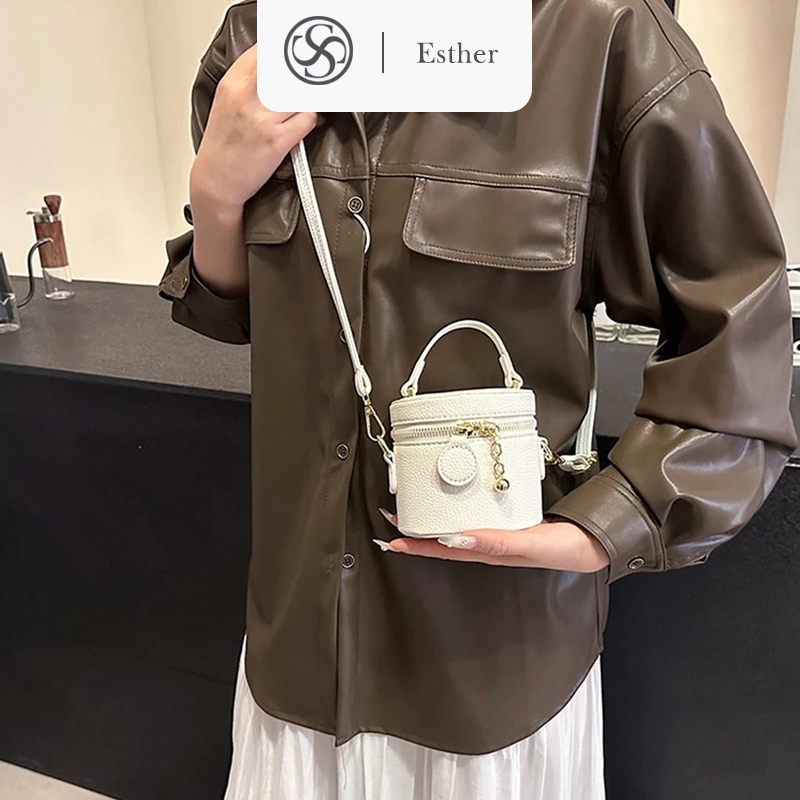 selempang mini bucket Tas Selempang Mini Bucket Wanita Slingbag Kecil Muat Ponsel Model Serut Warna 