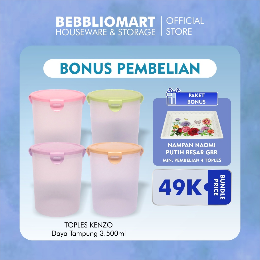 TOPLES KENZO WANKY 4 PCS WARNA PASTEL - Wadah Serbaguna, Fungsional, dan Estetik